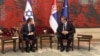 Presidenti izraelit, Isaac Herzog, në takim me presidentin serb, Aleksandar Vuçiq, gjatë vizitës së tij në Beograd në shtator të vitit 2024.