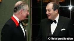 Former Armenian Prime Minister Armen Sarkisian (pictured here with Britain's Prince Charles on the left) is currently Yerevan's ambassador to London. (file photo)