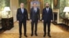 Зліва направо: міністр закордонних справ Азербайджану Джейхун Байрамов, державний секретар США Ентоні Блінкен і голова МЗС Вірменії Арарат Мірзоян під час зустрічі у Вашингтоні, 7 листопада