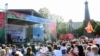 Над сцэнай надпіс «Ад Полацка пачаўся сьвет». Фота з сайту Фонду культурных ініцыятываў прэзыдэнта Расеі Ўладзіміра Пуціна