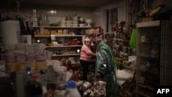 A small market in the village of Stets'kivka, near the front line, in the Sumy region, on June 12.